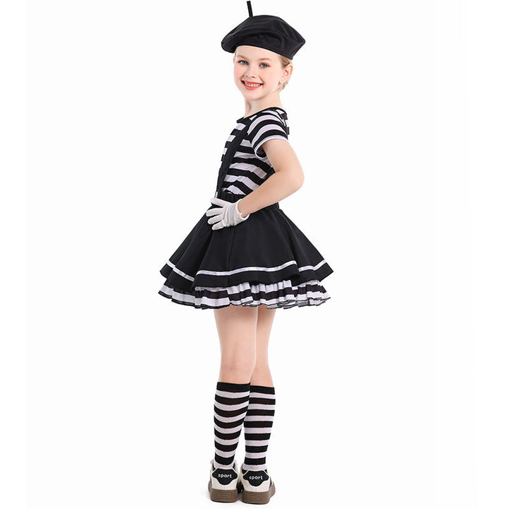 Girl Artist Costume with Striped Top and Ruffled Skirt Mune Fashion