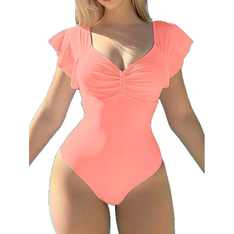 Women Elegant One-Piece Swimsuit with Decorative Ruffles Mune Fashion
