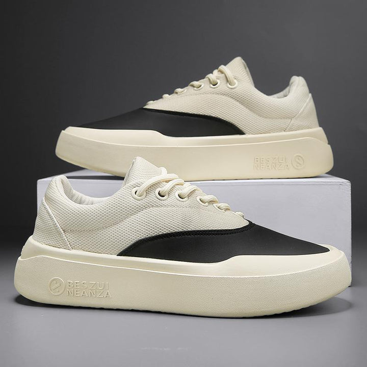 Unisex Minimalist Low-Top Platform Sneaker with seamless canvas textile mix and cushioning EVA platform sole Mune Fashion