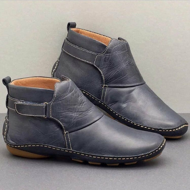 Unisex ankle-high synthetic leather boots with Velcro closure and non-slip rubber sole Mune Fashion