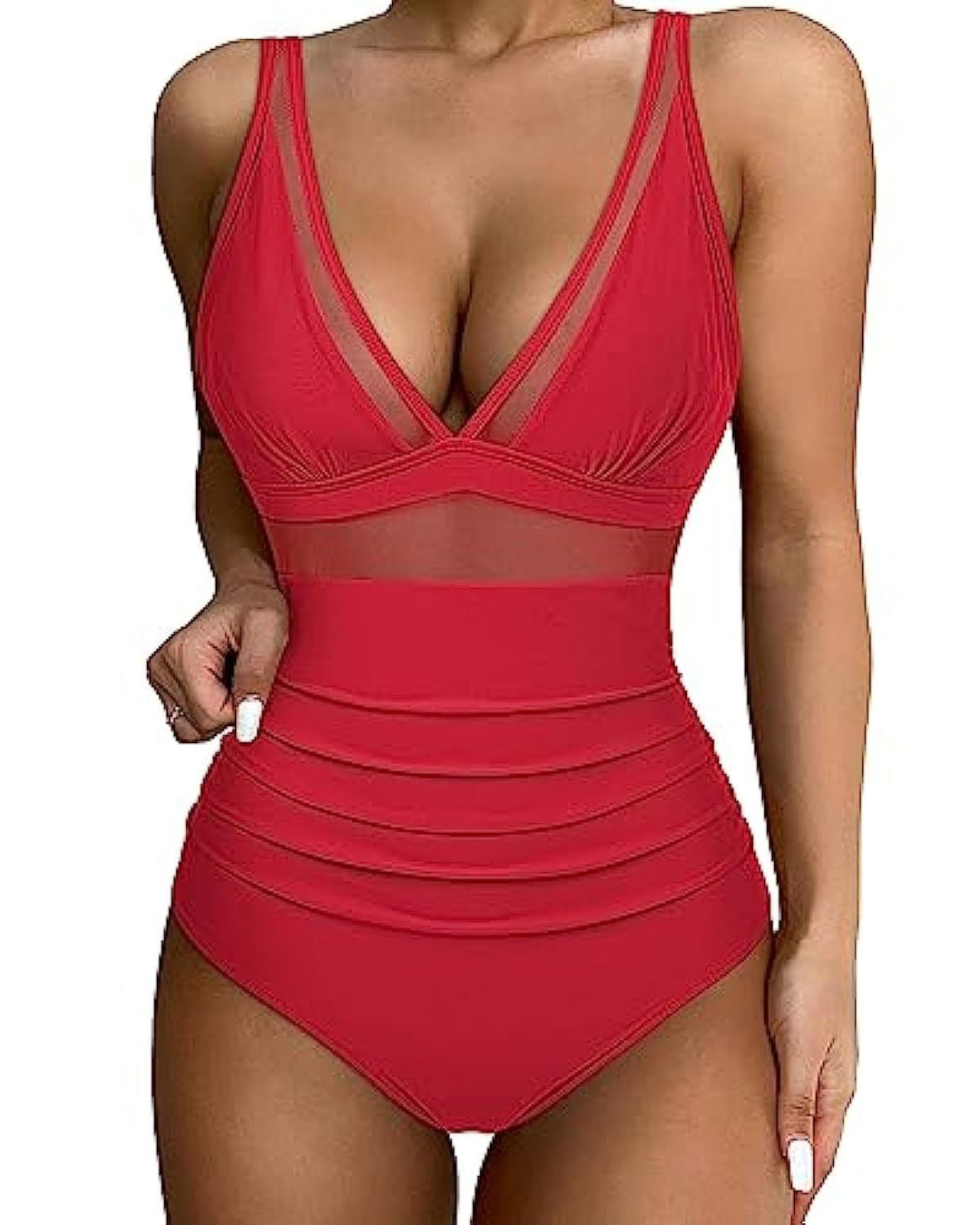 Women High-Cut Swimsuit with Transparent Inserts Mune Fashion