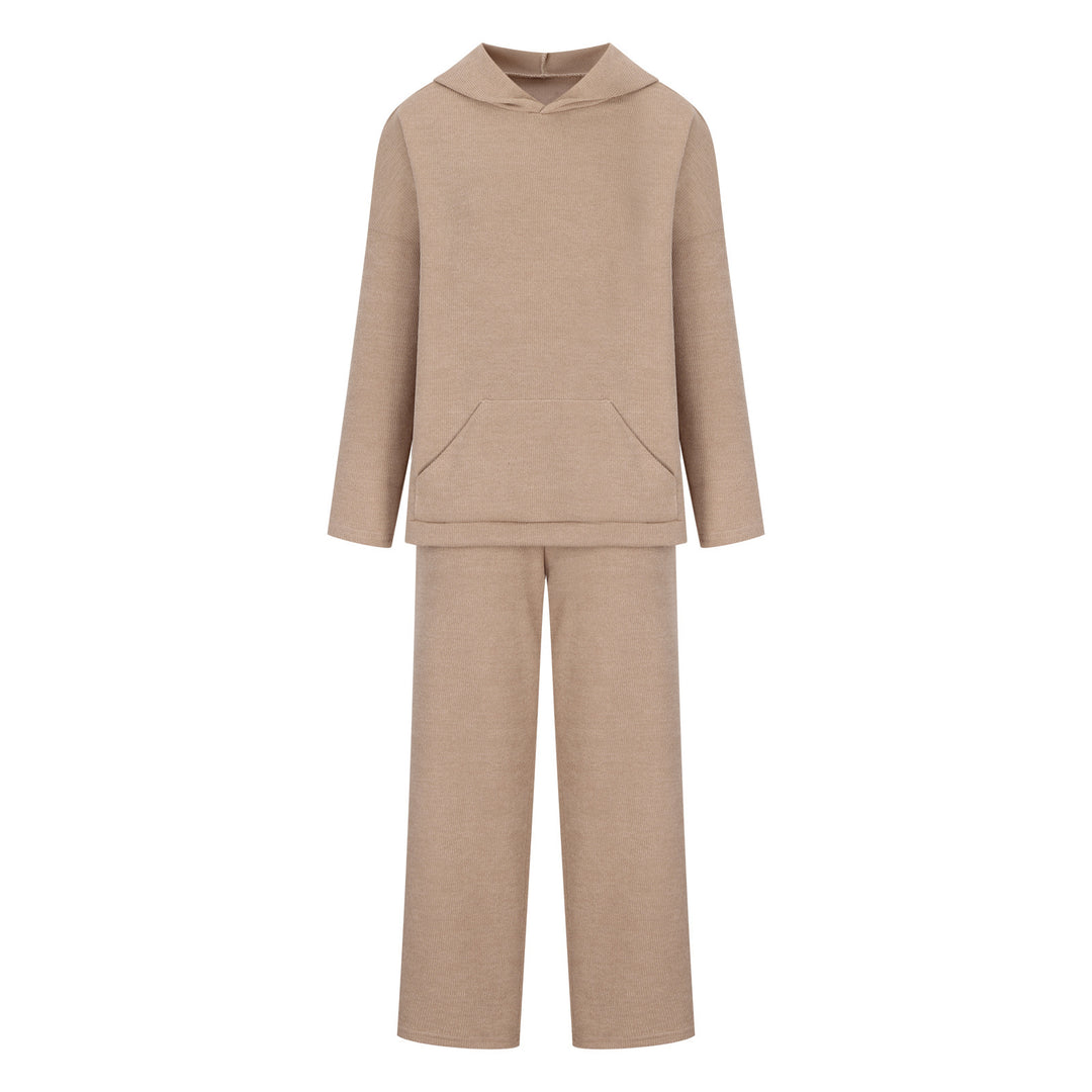 Women's comfortable lounge set with hoodie, kangaroo pocket, and wide jersey pants Mune Fashion