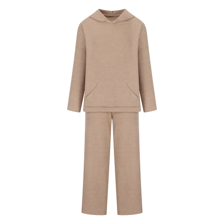 Women's comfortable lounge set with hoodie, kangaroo pocket, and wide jersey pants Mune Fashion