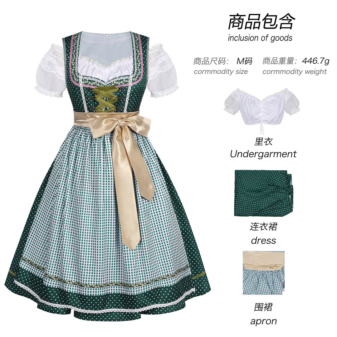 Women's traditional Trachten Dirndl with laced corsage, lace sleeves and flared circle skirt Mune Fashion