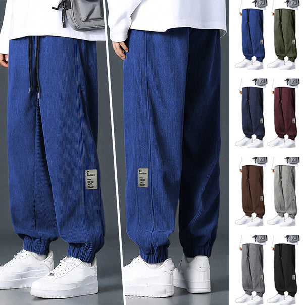 Men's nan Relax leisure pants made of fine wide cord structure with drawstring and elastic ankle cuffs Mune Fashion