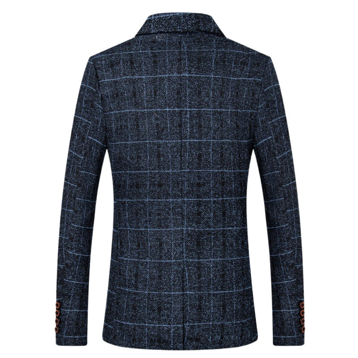 Men's fitted check blazer made of wool blend with lapel collar and lined interior Mune Fashion