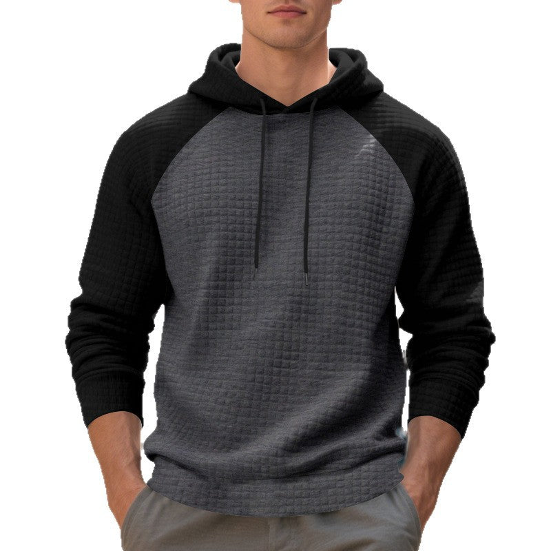 Men's quilted hoodie with raglan sleeves and drawstring Mune Fashion