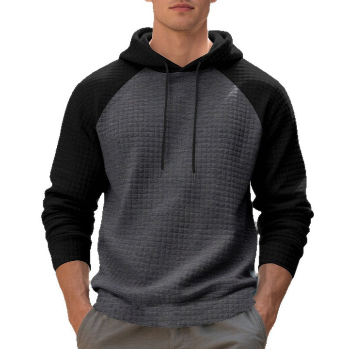 Men's quilted hoodie with raglan sleeves and drawstring Mune Fashion