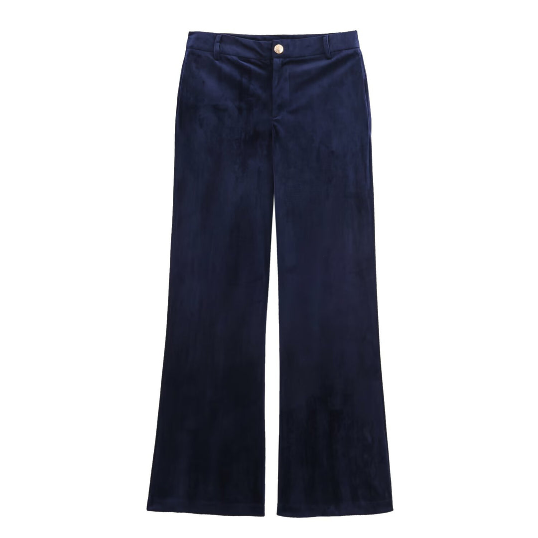 Women Wide Velvet Pants with High Waist and Wide Leg Mune Fashion