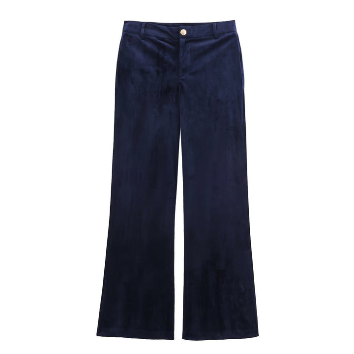 Women Wide Velvet Pants with High Waist and Wide Leg Mune Fashion