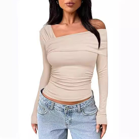 Women Off-Shoulder Long Sleeve Shirt Mune Fashion
