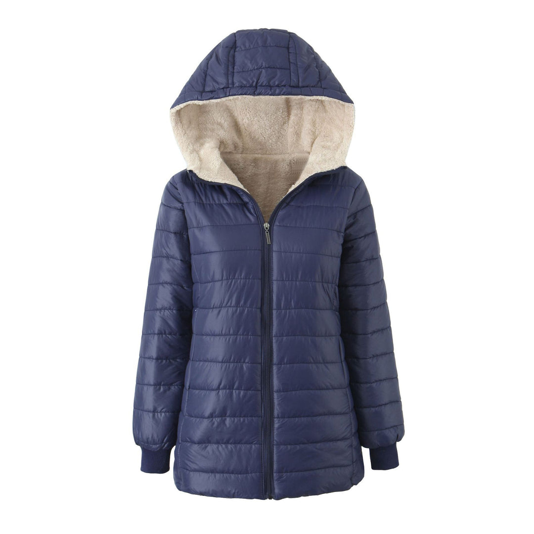 Women's quilted coat with teddy lining, hood, and warming padding Mune Fashion