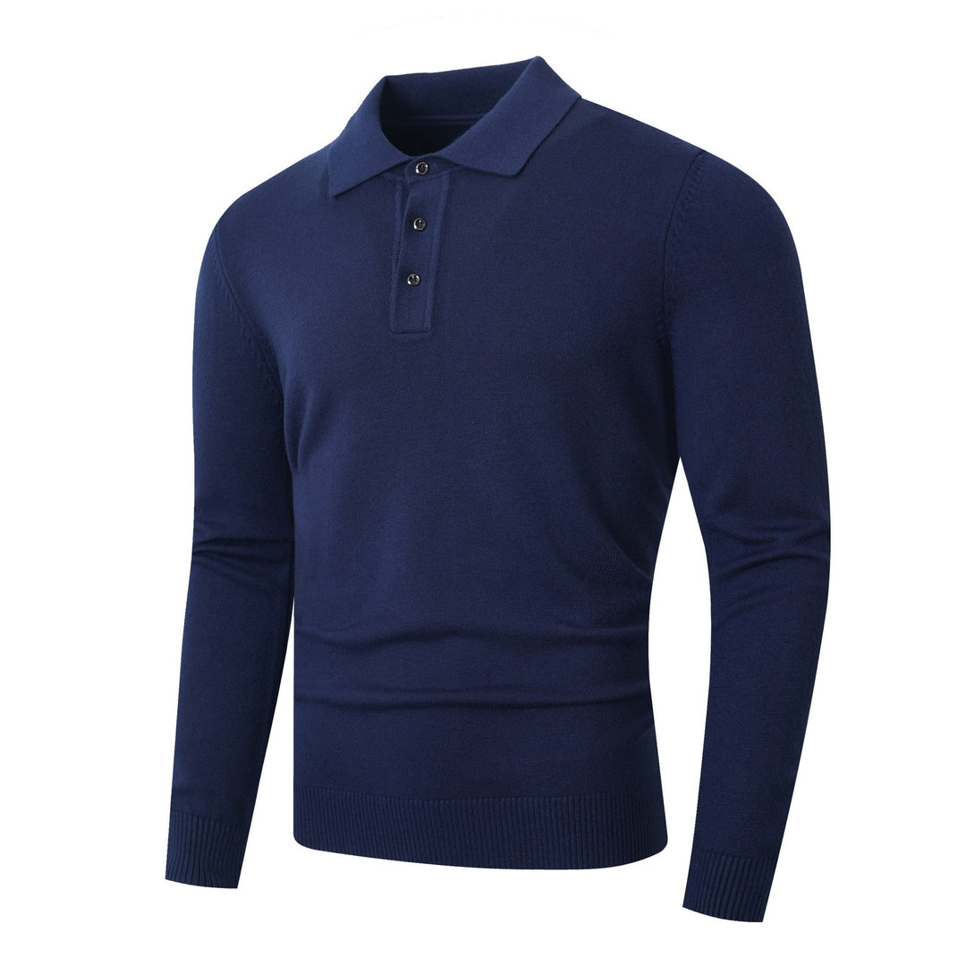 Men's fine knit polo shirt with long sleeves and three-button placket Mune Fashion