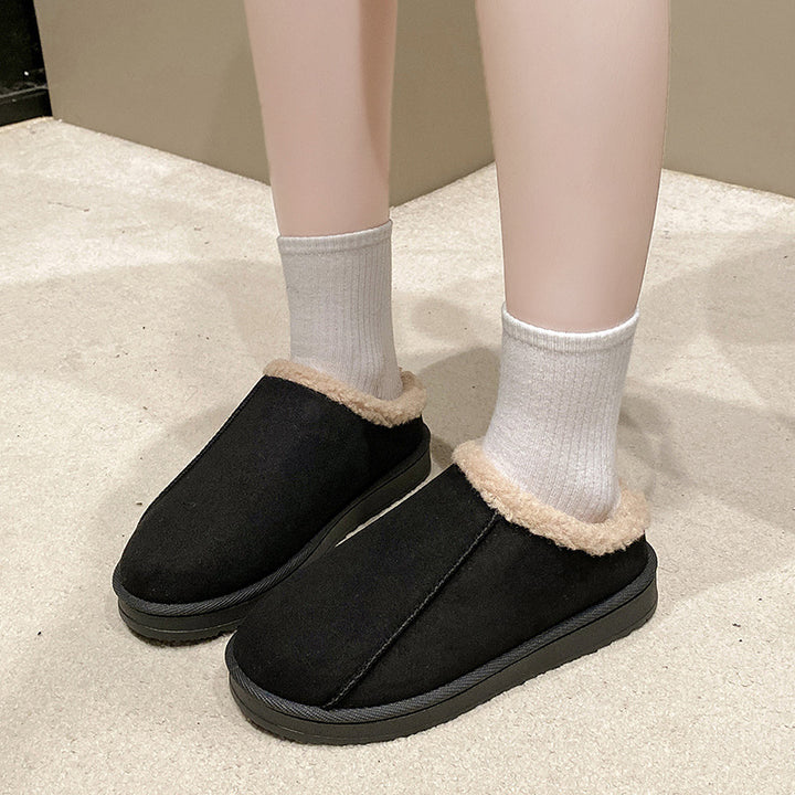 Women Padded Winter Slippers with Faux Fur Trim and Profiled Rubber Sole Mune Fashion