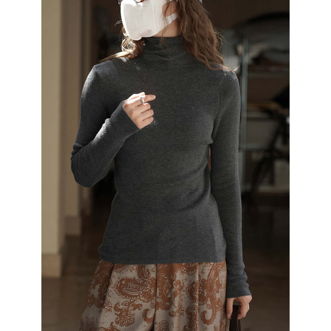 Women's Fine Cashmere-Effect Roll Neck Sweater in Slim Fit from Fine Knit Mune Fashion
