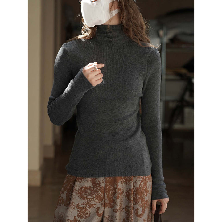 Women's Fine Cashmere-Effect Roll Neck Sweater in Slim Fit from Fine Knit Mune Fashion