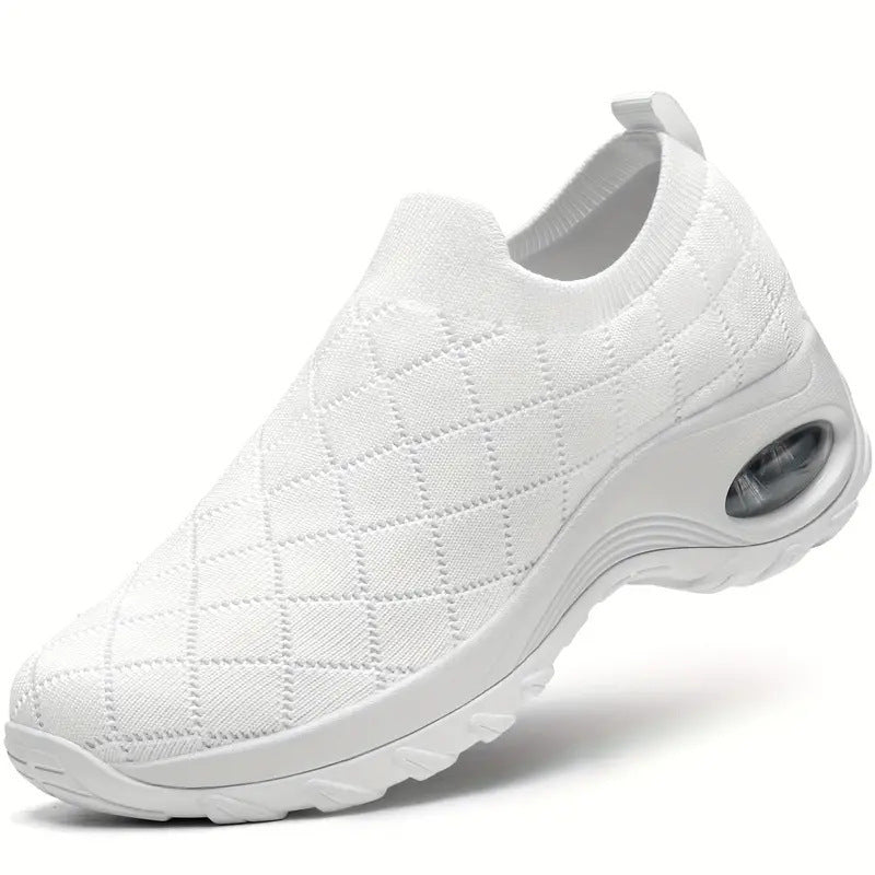 Women's Slip-On Knit Sneakers with Air Cushion and Cushioned Platform Sole Mune Fashion