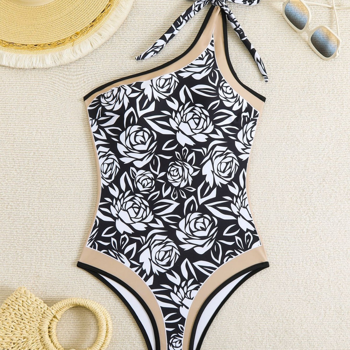 Women's one-piece swimsuit with floral design and halter neck Mune Fashion