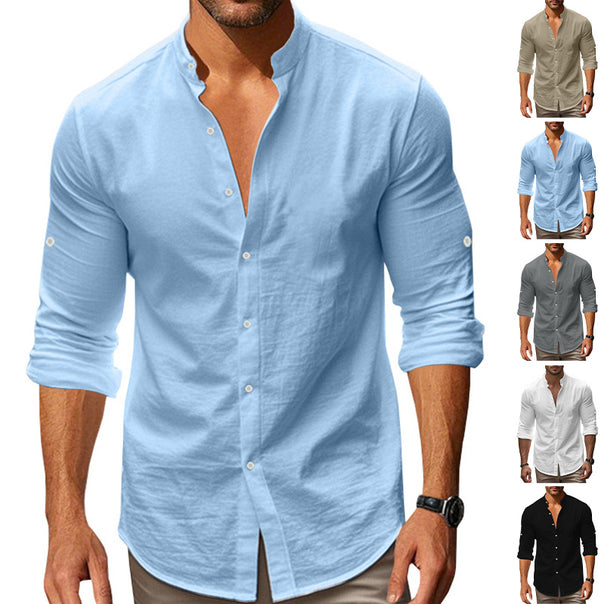 Men's tailored shirt in Nehru style with rollable sleeves and slim fit Mune Fashion