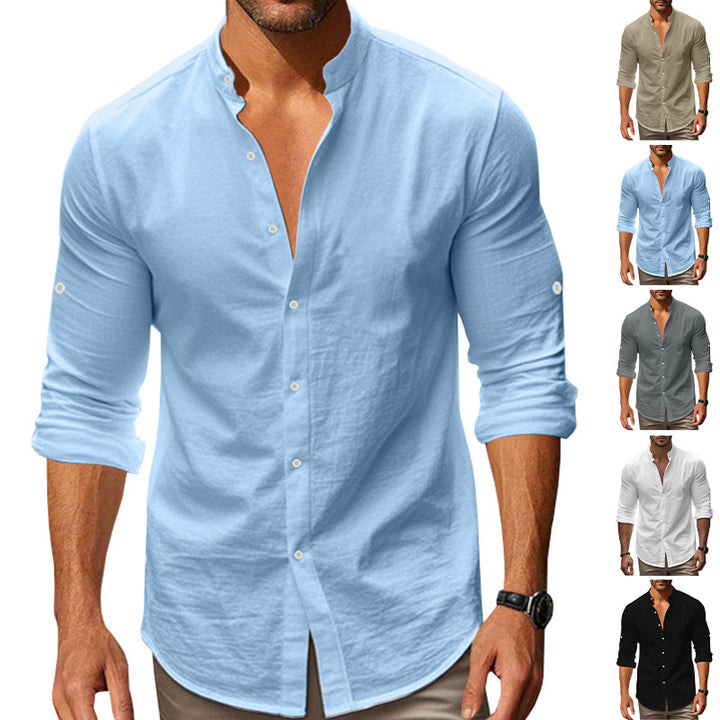 Men's tailored shirt in Nehru style with rollable sleeves and slim fit Mune Fashion