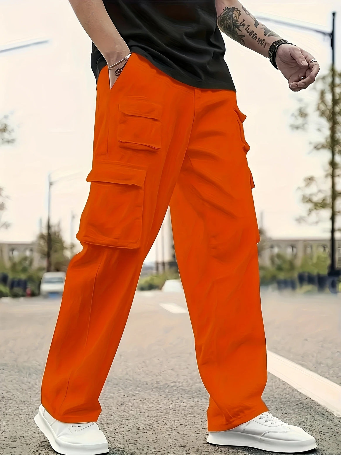 Men's Multifunctional Cargo Pants with Multiple Flap Pockets and Straight Leg Mune Fashion