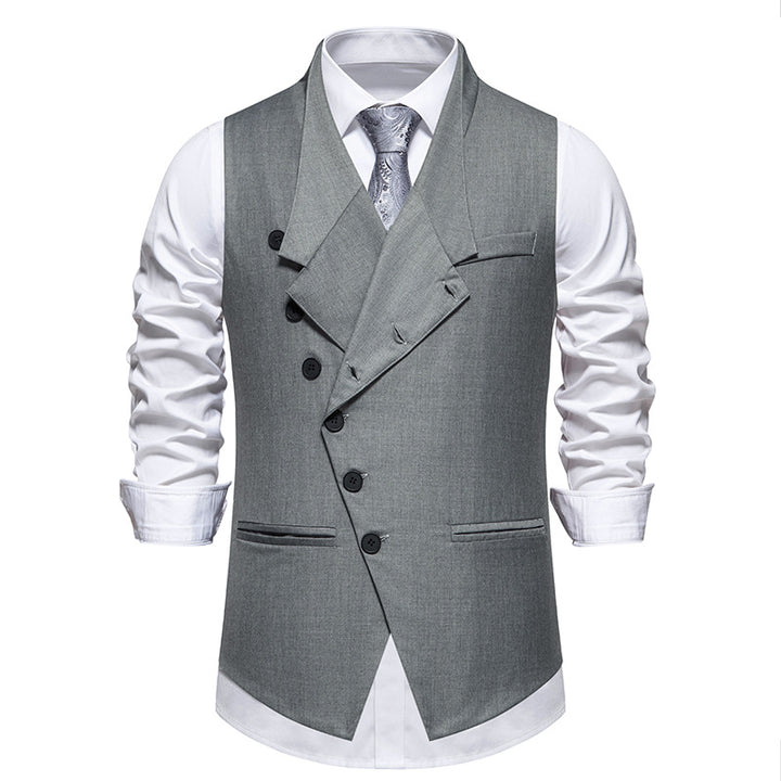 Men's nan asymmetrical double-breasted suit vest with diagonal button placket and tailored silhouette Mune Fashion