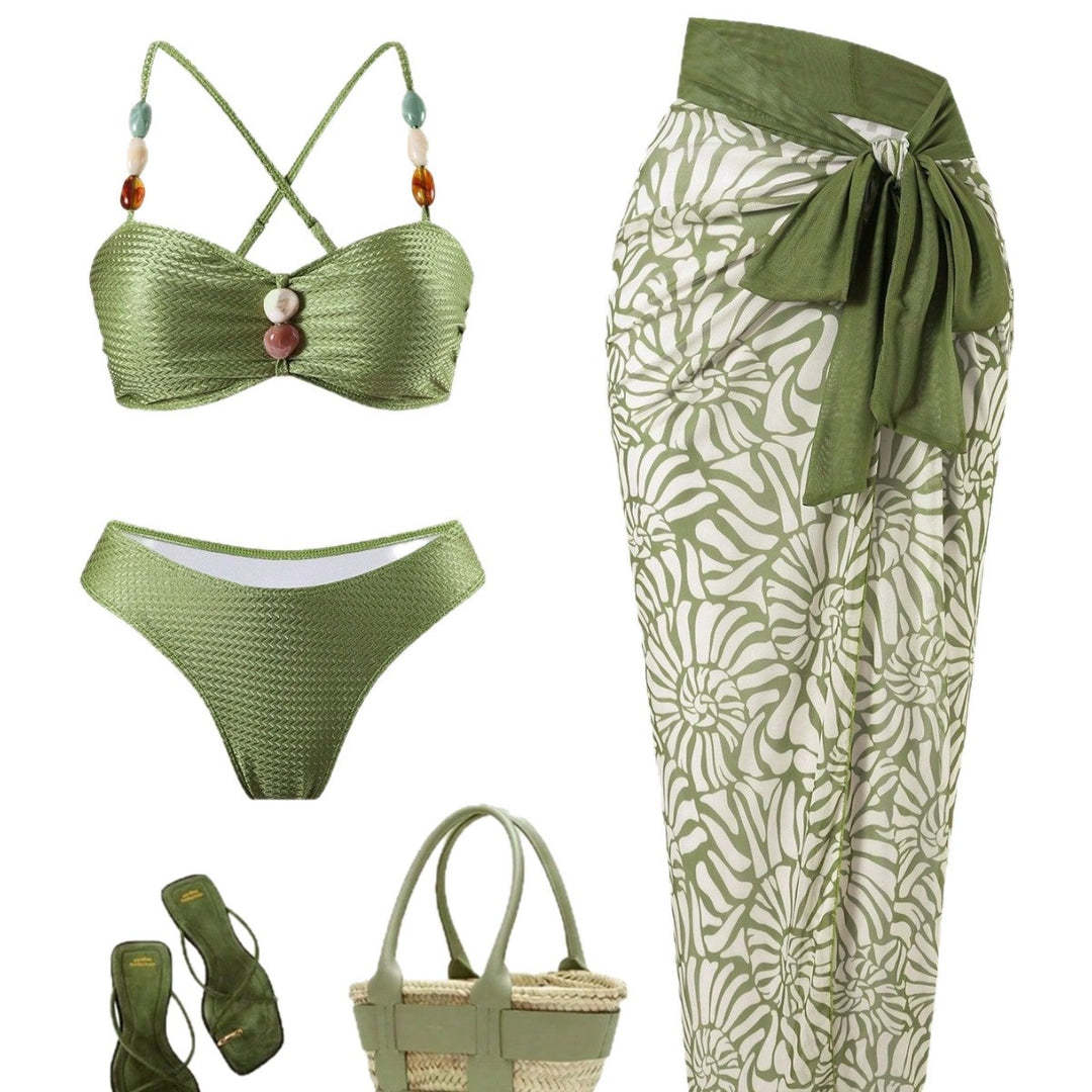 Ladies Elegant Beachwear with Floral Over Skirt Mune Fashion