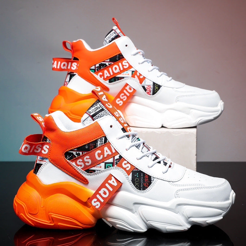 Men's futuristic high-top plateau sneaker with patterned textile mix, padded ankle collar and sculpted EVA sole Mune Fashion
