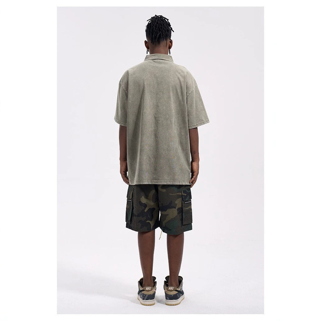 Men's Cargo Shorts in Camouflage Ripstop with Elastic Waistband, Drawstring and Zipper Pockets Mune Fashion