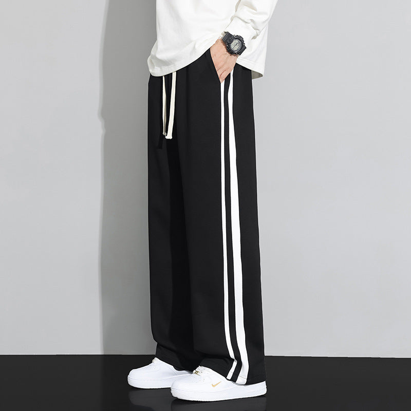Men's sporty leisure pants with side stripes