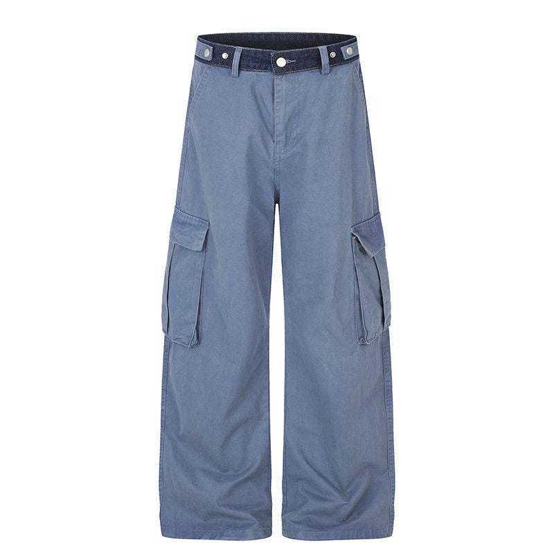 Women's Wide Cargo Palazzo Pants with Large Flap Pockets and High Waist Mune Fashion