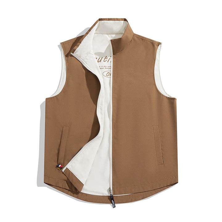 Unisex Reversible Padded Vest with High Collar, Windproof Outer Layer and Contrasted Inner Lining Mune Fashion