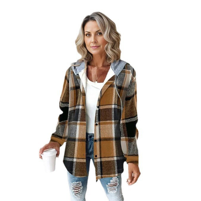 Women's hooded cardigan with stripes and snap button placket Mune Fashion