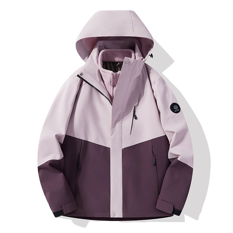 Men's three-layer breathable softshell trekking jacket with integrated fleece collar and adjustable hood Mune Fashion