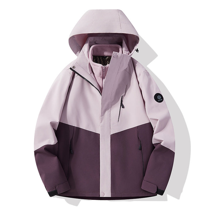 Men's three-layer breathable softshell trekking jacket with integrated fleece collar and adjustable hood Mune Fashion