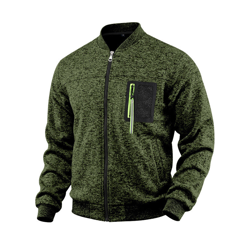 Men's mottled bomber jacket with zipper chest pocket and ribbed cuffs Mune Fashion