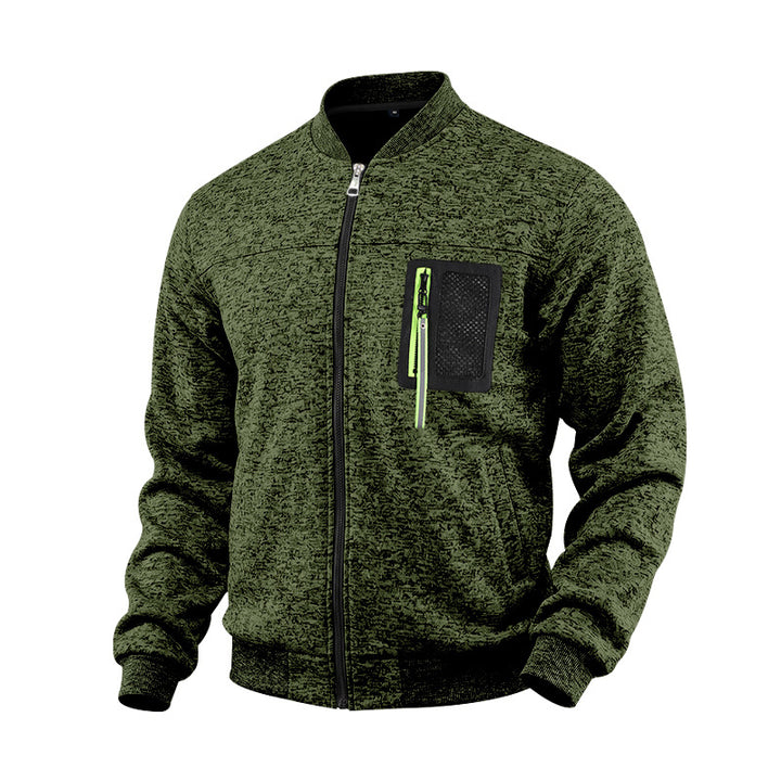 Men's mottled bomber jacket with zipper chest pocket and ribbed cuffs Mune Fashion