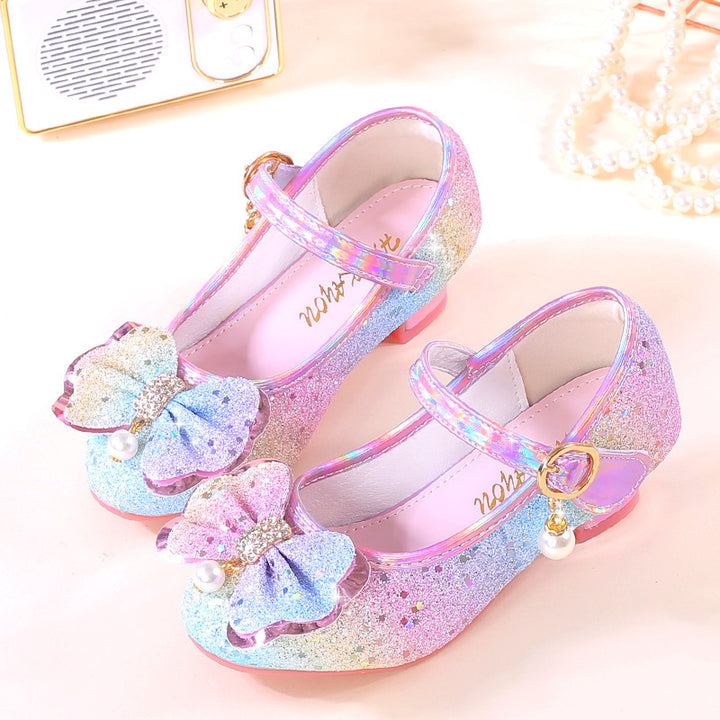 Girl Elegant Ballerina Shoes with Sparkling Bows and Rhinestones Mune Fashion
