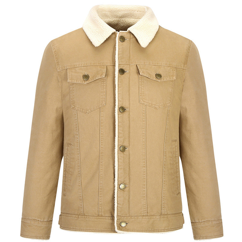 Men's Cotton Canvas Trucker Jacket with Sherpa Collar and Full Teddy Lining Mune Fashion