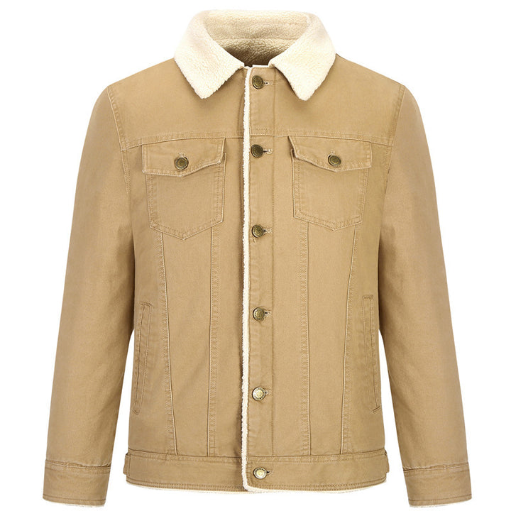 Men's Cotton Canvas Trucker Jacket with Sherpa Collar and Full Teddy Lining Mune Fashion