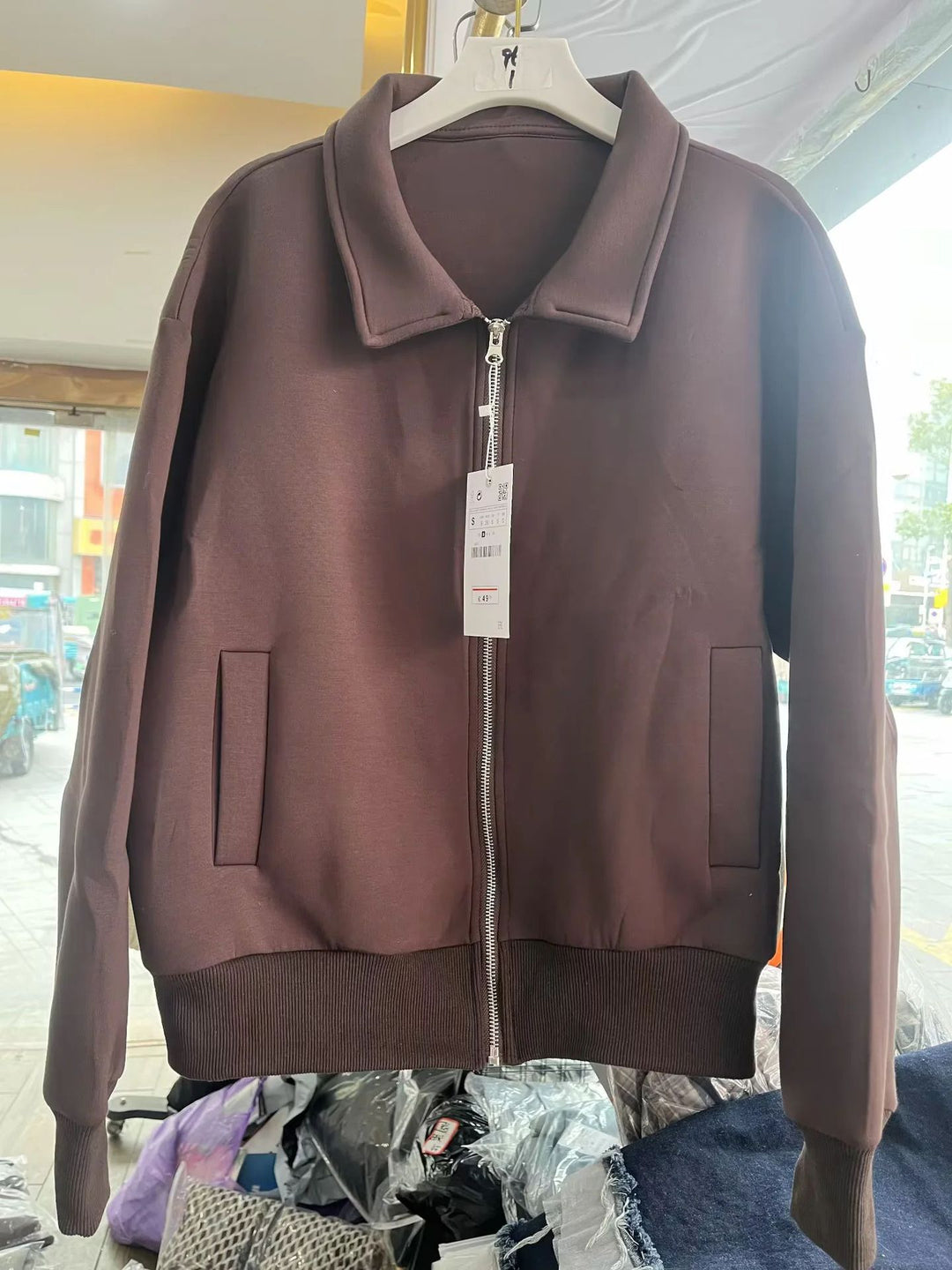 Ladies casual sweatshirt jacket with full zip and shawl collar Mune Fashion