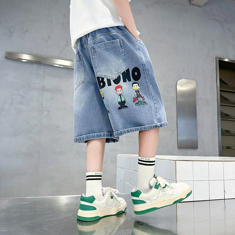 Unisex casual denim shorts with removable print Mune Fashion