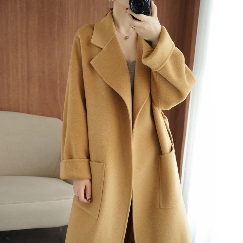 Women's Elegant Wool Coat with Oversized Cut Mune Fashion