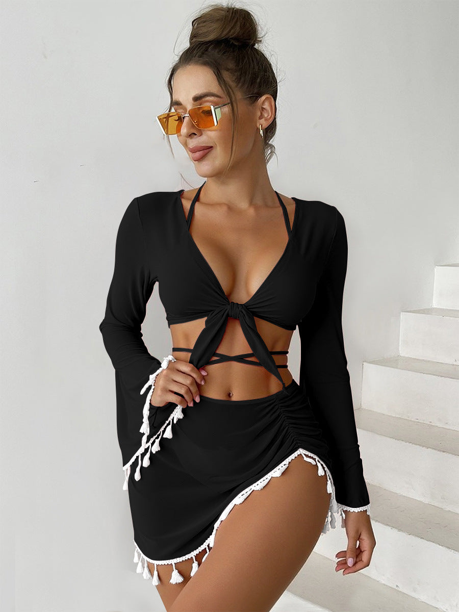 Women's swim set with stylish top and wrap skirt Mune Fashion