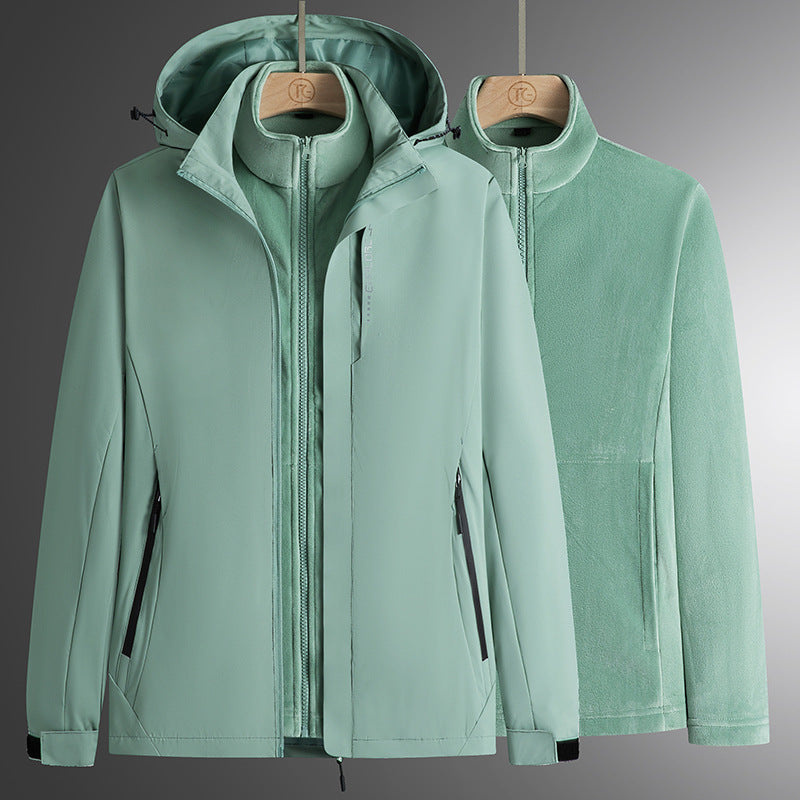 Men's modular softshell parka with removable fleece inner jacket, windproof outer shell and adjustable hood Mune Fashion