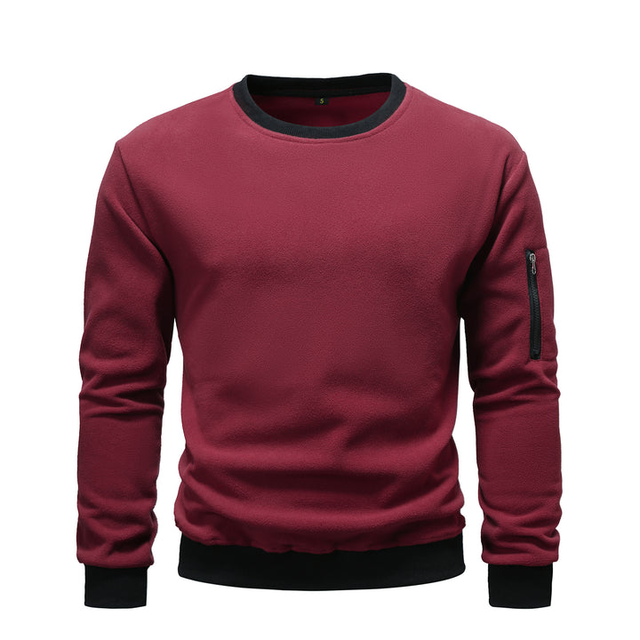 Men's fleece sweatshirt with round neck and arm pocket with zipper Mune Fashion