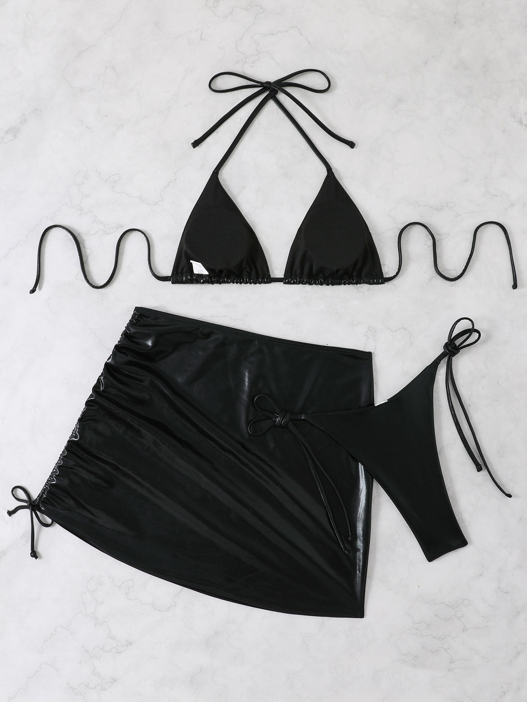 Women's bikini set with shiny triangle top and high-waisted cut Mune Fashion