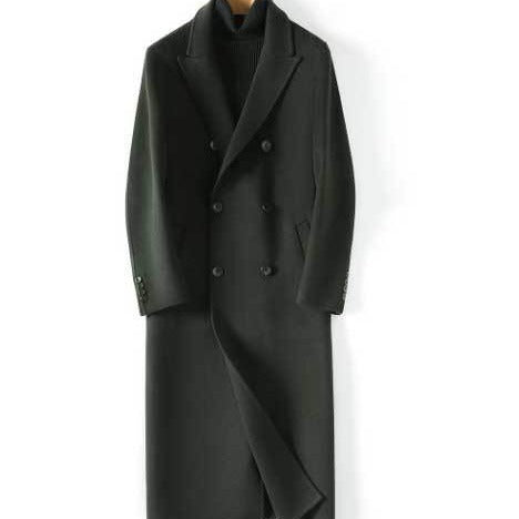 Men's Double-Breasted Wool Coat with Cashmere Blend and Slim Silhouette Mune Fashion