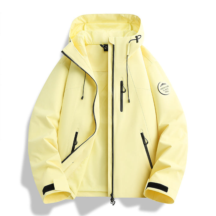 Women Lightweight Waterproof Hooded Jacket with Teddy Charm and Concealed Zipper Pockets Mune Fashion