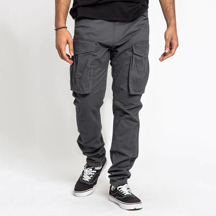 Men's nan tapered cargo pants with large flap pockets, reinforced knees, and narrow leg Mune Fashion